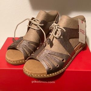 Pikolinos brand golden leather sandals size 9